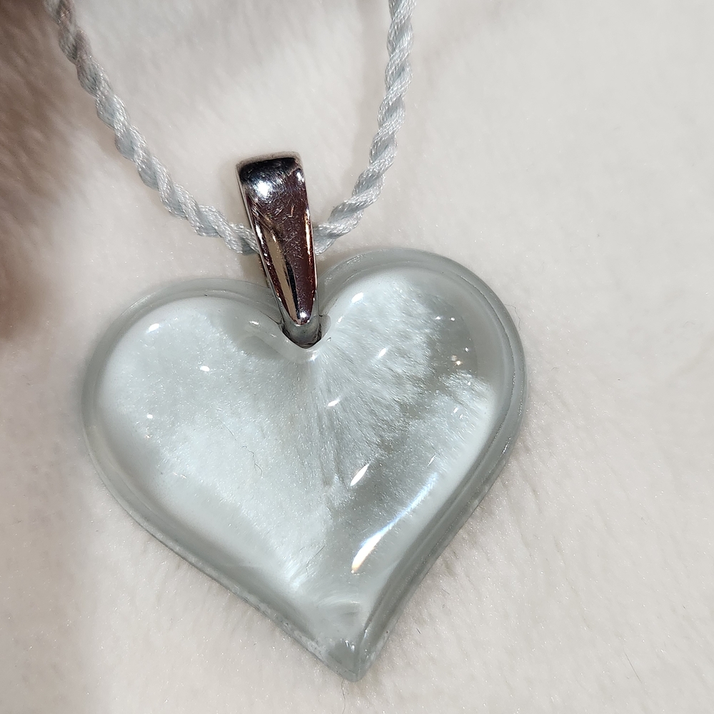 Lalique Light Blue Heart Pendant Necklace - Picture 2 of 10